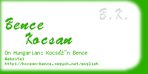 bence kocsan business card